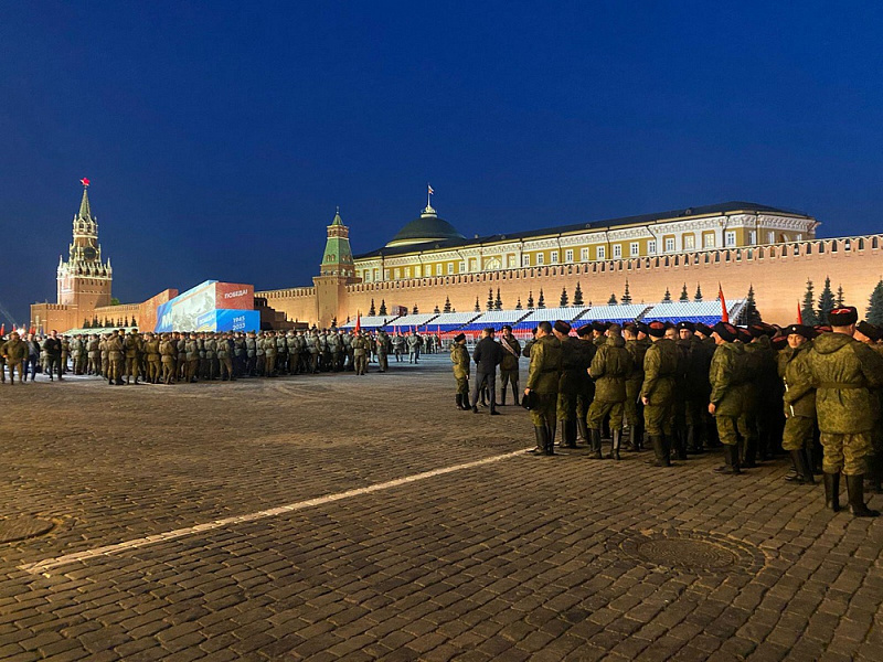 Кубанские казаки участвуют в репетиции парада Победы в Москве