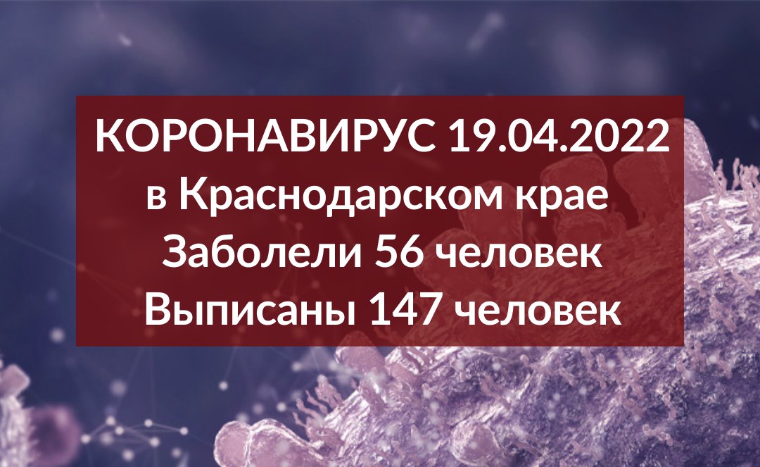 Коронавирусом на Кубани заразились ещё 56 человек