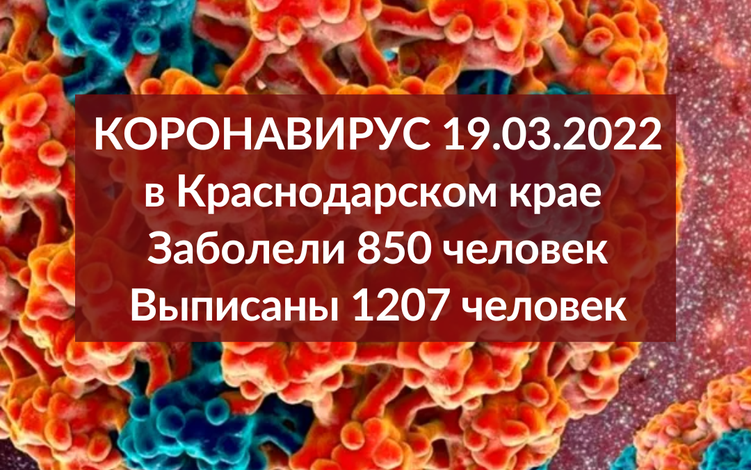 На Кубани за сутки выявили 850 заболевших коронавирусом